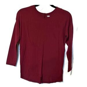 Old Navy Girls Long Sleeve Maroon Crew T-shirt Large (10-12) Academia Preppy